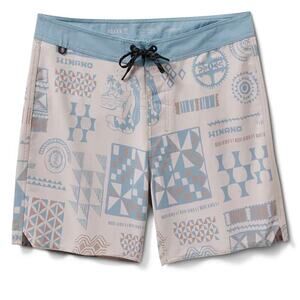 NWT Mens Roark Blue Tan Passage 17 Inch Hinano Vahine Boardshorts Size 38